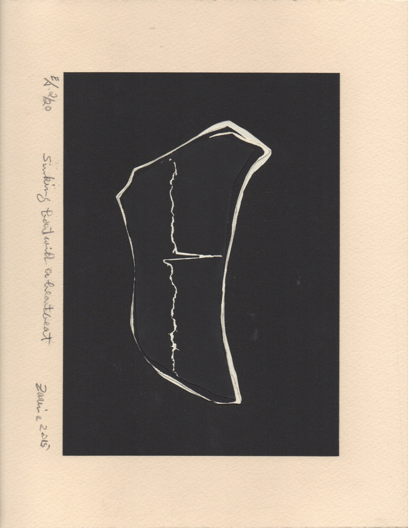 Sinking Boat with a Heartbeat, 2015, by Zarina