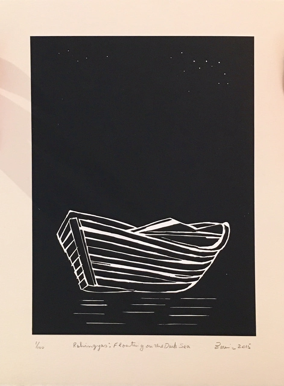 Rohingyas: Floating on the Dark Sea, 2015, by Zarina
