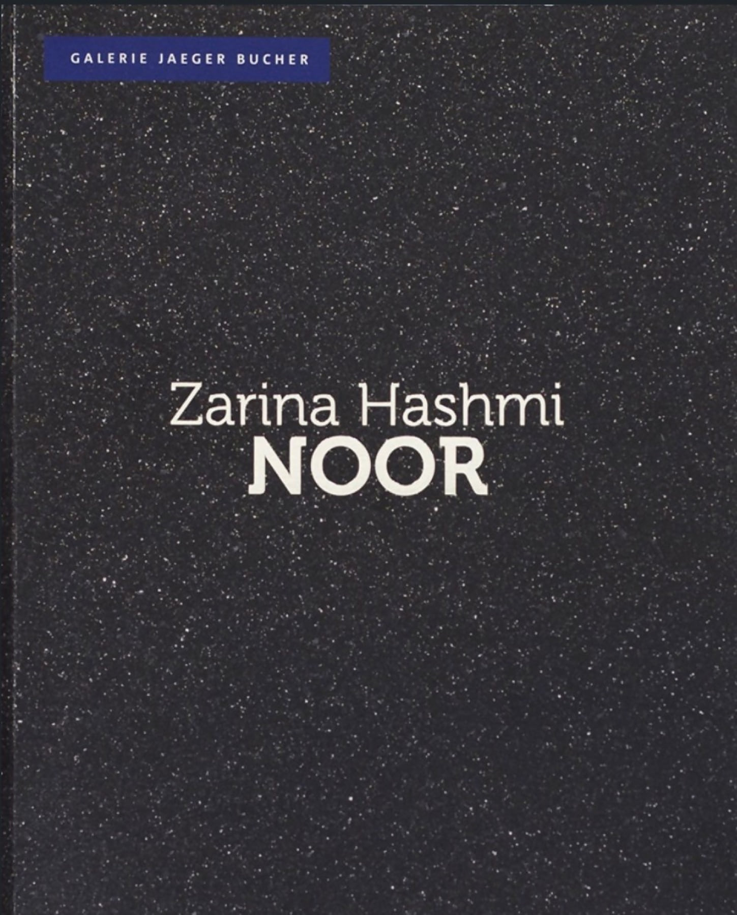 Cover of the 2011 exhibition catalogue Noor, its dark field illuminated by a constellation of white marks