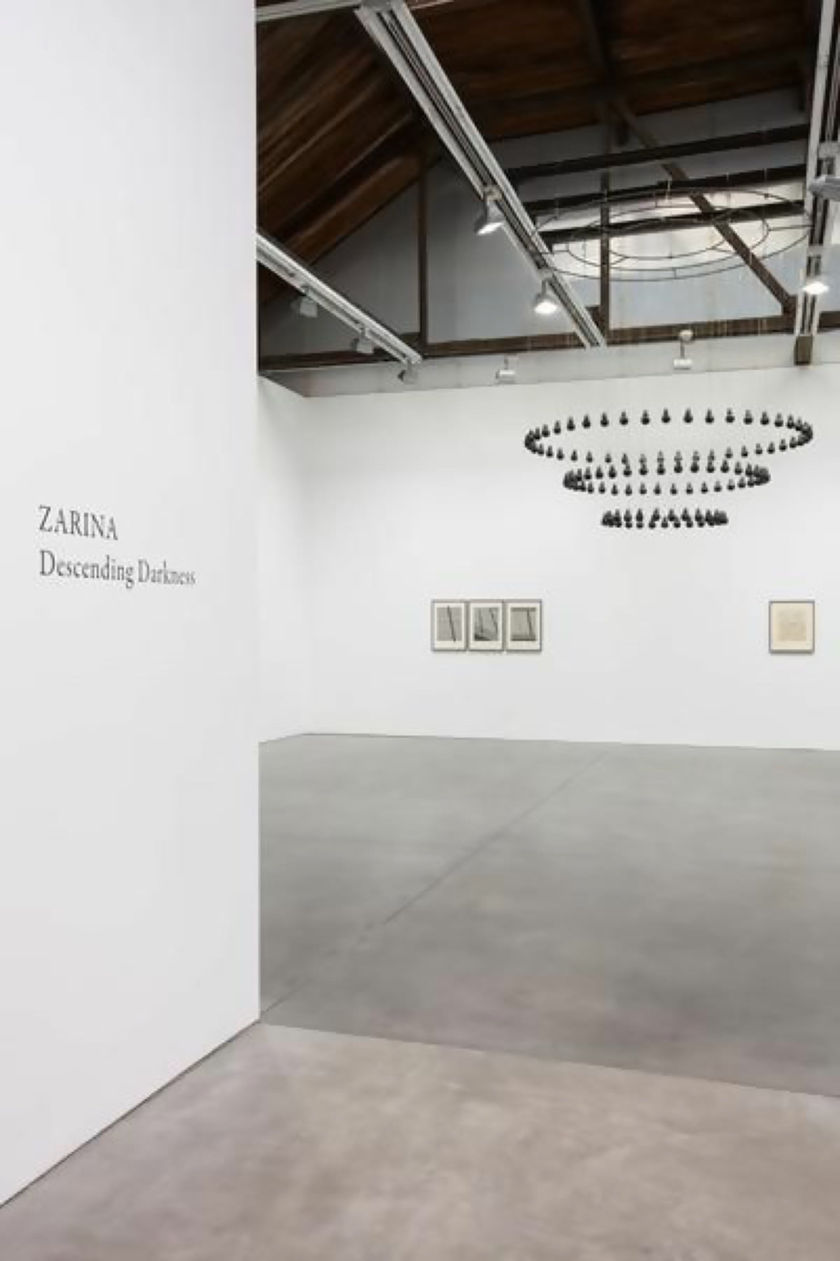 Installation view of Zarina: Descending Darkness at Luhring Augustine